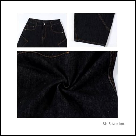 High Waisted Barrel Leg Jeans Oversized Y2K Streetwear Loose Fit Denim Pants - Picture 4 of 4